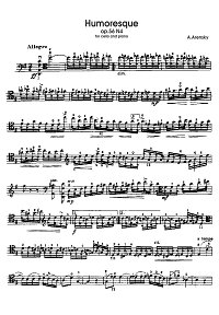 Arensky - Humoresque for cello and piano - Instrument part - first page