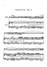 Bach - 3 sonatas for viola da gamba with klavier (transcription for viola) - Piano part - First page