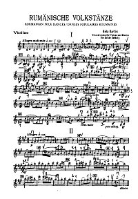 Bartok - Six Romanian dances for violin - Instrument part - First page