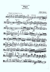 Bloch - Nigun for cello and piano (Improvisation) - Instrument part - first page