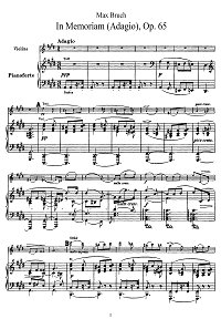 Bruch - In Memoriam for violin op.65 - Piano part - First page