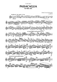 Dohnanyi - Passacaglia for flute solo op.48 N2 - Flute part - first page