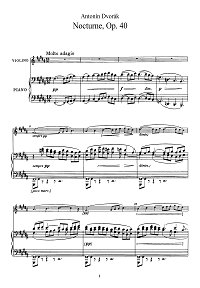 Dvorak - Nocturne for violin op.40 - Piano part - First page