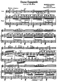 Falla Manuel - Spanish dance for violin - Piano part - first page