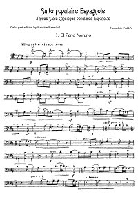 Falla Manuel - Suite Populaire Espagnole for cello - Instrument part - first page