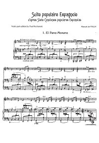 Falla Manuel - Suite Populaire Espagnole for violin - Piano part - first page