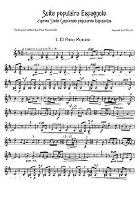 Falla Manuel - Suite Populaire Espagnole for violin - Instrument part - first page