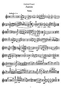 Faure - Aurora for violin - Instrument part - First page