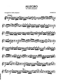 Fiocco - Allegro for violin and piano - Instrument part - first page