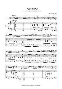 Fiocco - Allegro for viola and piano - Piano part - first page