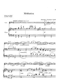 Glazunov - Meditation Op.32 for violin and piano - Piano part - first page