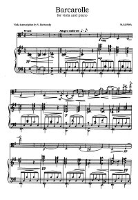 Glinka - Barcarolle in G major for viola and piano - Piano part - first page