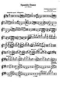Granados - Spanish dance for violin op.5 - Instrument part - First page