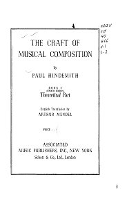 Hindemith Paul - The Craft of Musical Composition - Instrument part - first page