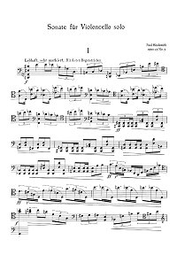 Hindemith - Sonate for cello solo op.25 N3 - Instrument part - first page