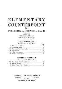 Horwood Frederick - Elementary Counterpoint - Instrument part - first page