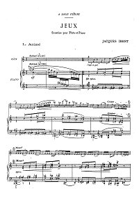 Ibert - Jeux -Sonatina for flute - Piano part - first page