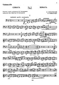 Kabalevsky - Cello sonata op. 71 - Instrument part - first page