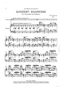 Khachaturian - Concerto-Rhapsody for Cello and Orchestra (1963) - Piano part - first page