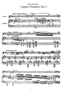Kreisler - Viennese caprice for violin - Piano part - First page