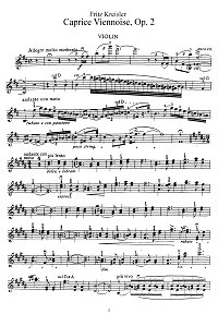 Kreisler - Viennese caprice for violin - Instrument part - First page