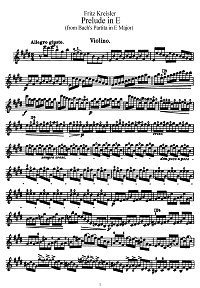 Kreisler - Prelude E-dur (from Bach partitas) - Instrument part - First page