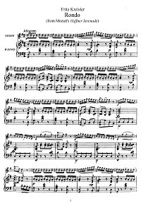 Kreisler - Rondo (from Haffner-serenades by Mozart) - Piano part - First page