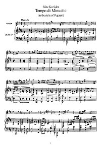 Kreisler - In tempo di menuetto (Pugniani) - Piano part - First page