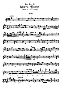 Kreisler - In tempo di menuetto (Pugniani) - Instrument part - First page