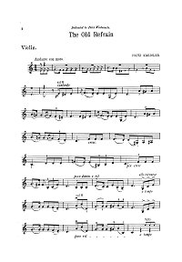 Kreisler - An old song for violin - Instrument part - First page