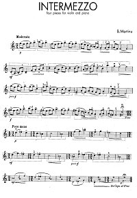 Martinu - Intermezzo - 4 pieces for violin - Instrument part - first page