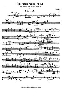 Milhaud - Three Brazilian dances for cello and piano op.67 - Instrument part - First page
