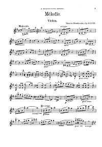 Moszkovsky - Melody and Humoresque for violin - Instrument part - First page