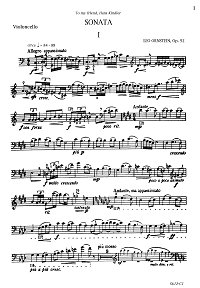 Ornstein - Cello Sonata N1 op.52 - Instrument part - first page