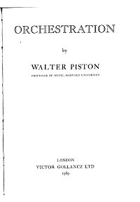 Piston Walter - Orchestration (1969) - Instrument part - first page