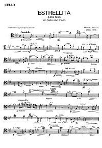 Ponce - Estrellita for cello and piano - Instrument part - first page