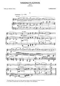 Prokofiev - Visions fugitives, Op.22 for violin and piano - Piano part - first page
