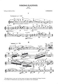 Prokofiev - Visions fugitives, Op.22 for violin and piano - Instrument part - first page