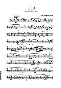 Rachmaninov - Lied for cello and piano - Cello part - first page