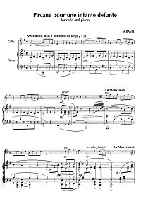 Ravel - Pavane pour une infante defunte for cello and piano - Piano part - first page