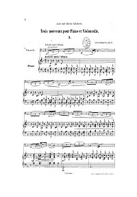 Rubinstein - Three pieces for cello and piano op.11 - Piano part - first page