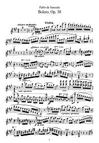Sarasate - Bolero for violin Op.30 - Instrument part - First page