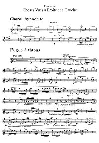 Satie - Choses Vues a Droite et a Gauche for violin - Instrument part - First page