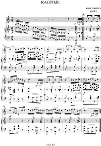 Joplin - Ragtime for violin - Piano part - First page