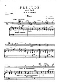 Skriabin - Preludes for cello and piano - Piano part - First page