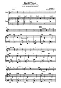 Song From A Secret Garden - Pastorale for violin and piano - Piano part - First page