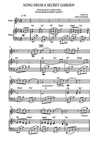 Song From A Secret Garden - Song From A Secret Garden for violin and piano - Piano part - First page