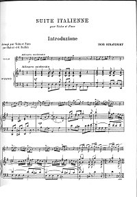 Stravinsky - Italian suite for violin and piano - Piano part - first page