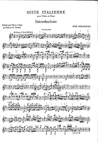 Stravinsky - Italian suite for violin and piano - Instrument part - first page