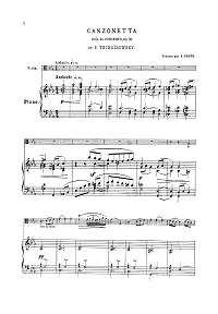 Tchaikovsky - Canzonetta for viola from op.35 - Piano part - first page